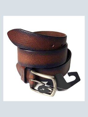 Miguel Bellido Spain Genuine Leather Belt Brown Navy Blue Size 36 FITS 34